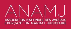 Logo de ANAMJ blanc sur fond rose
